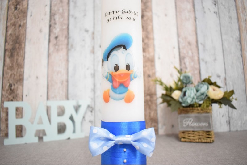 Lumanare de botez cu bebe Donald Duck