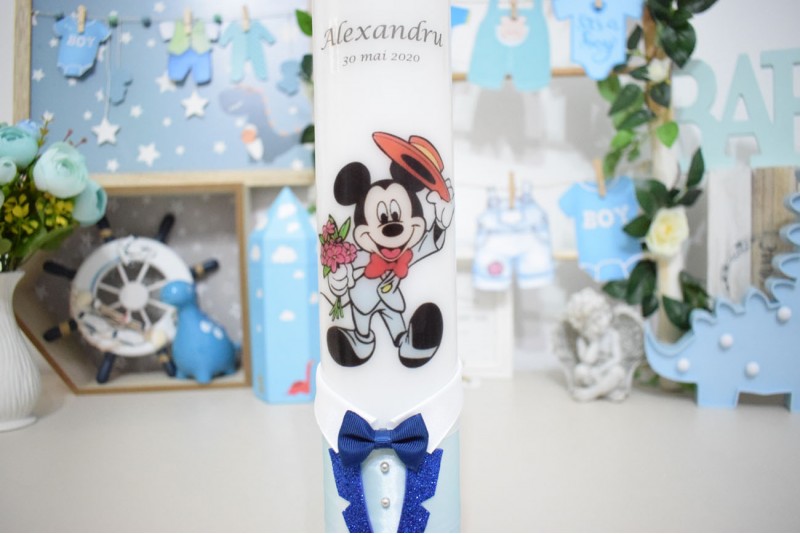 Lumanare botez personalizata Mickey Mouse
